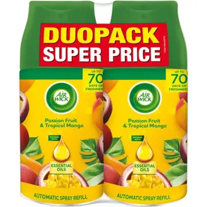 Air Wick Freshmatic Passion Fruit & Tropical Mango osvěžovač vzduchu – náhradní náplň s vůní DUO 2x250 ml