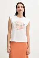 Bavlněné tričko Pedro del Hierro dámské, bílá barva, 4539636