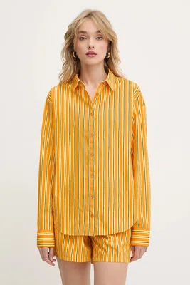 Bavlněná košile Silvian Heach TANDAM dámská, oranžová barva, relaxed, s klasickým límcem, GPP25446CA