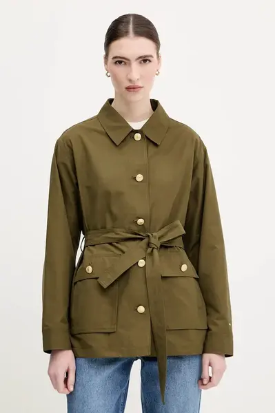 Bunda Tommy Hilfiger zelená barva, přechodná, WW0WW45620