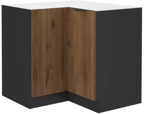 Dolná rohová kuchynská skrinka Monza, 90/90 cm, orech/čierna%