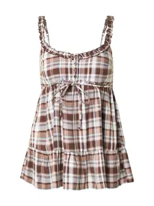 HOLLISTER Top  hnedá / biela