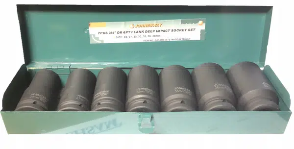 Sada nástrčných hlavic 3/4", úderových, dlouhých, 24-38 mm, 7 kusů - JONNESWAY S03AD6307S