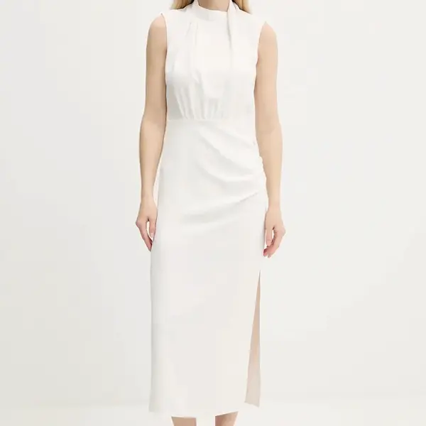 Šaty HUGO Kimile béžová barva, maxi, 50542318