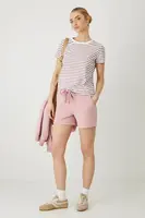 Teplákové šortky Medicine růžová barva, medium waist