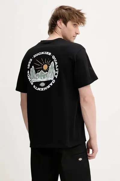 Bavlněné tričko Dickies pánské, černá barva, s potiskem, DK0A4Z8PBLK1