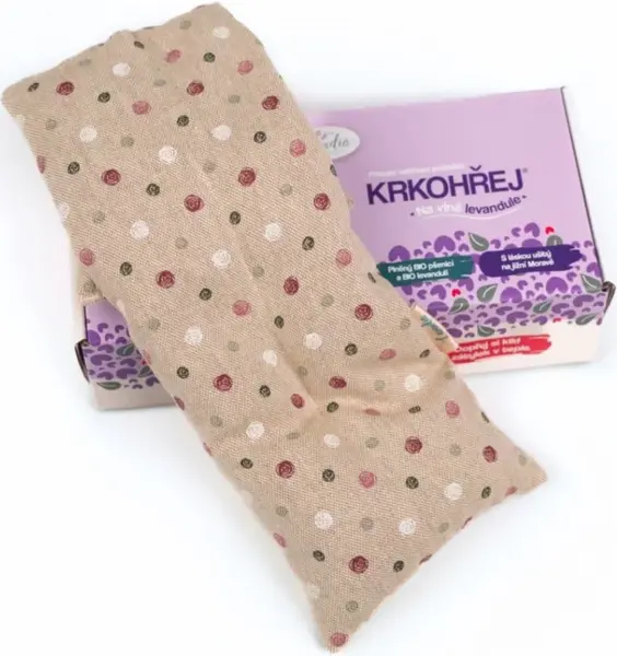 Krkohřej - nahřívací polštářek, puntík na režné