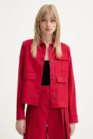 Lněná bunda Theory vínová barva, přechodná, P0303101