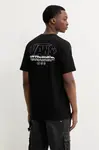Bavlněné tričko Vans černá barva, s potiskem, VN000M4CBLK1