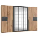 MID.YOU ŠATNÍ SKŘÍŇ S OTOČNÝMI DVEŘMI, barvy grafitu, barvy dubu, 313/208/58 cm