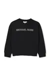 Dětská bavlněná mikina Michael Kors černá barva, s aplikací, R30322