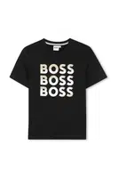 Dětské bavlněné tričko BOSS černá barva, s potiskem, J52038