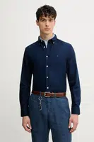 Bavlněná košile Tommy Hilfiger tmavomodrá barva, slim, s límečkem button-down, MW0MW38556
