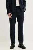 Vlněné kalhoty A.P.C. pantalon pieter pánské, tmavomodrá barva, jednoduché, WOARO.H08394