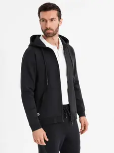 Ombre Unzipped hoodie sweatshirt in streetwear style - black
