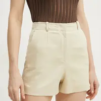 Kraťasy Patrizia Pepe dámské, béžová barva, hladké, high waist, 8P0698 A543