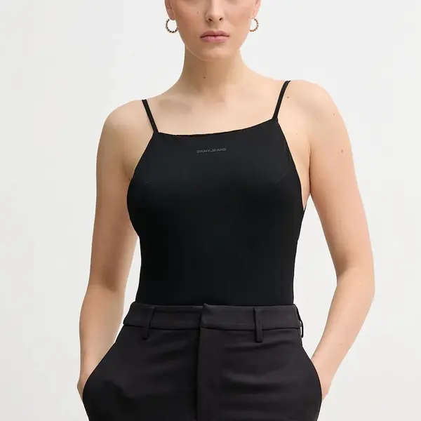Body Dkny černá barva, odkrytá záda, DJ5T1412