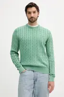 Bavlněný svetr Tommy Hilfiger pánský, zelená barva, MW0MW39524