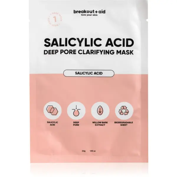 breakout + aid Salicylic Acid Deep Pore Clarifying Mask plátýnková maska s kyselinou salicylovou 34 g