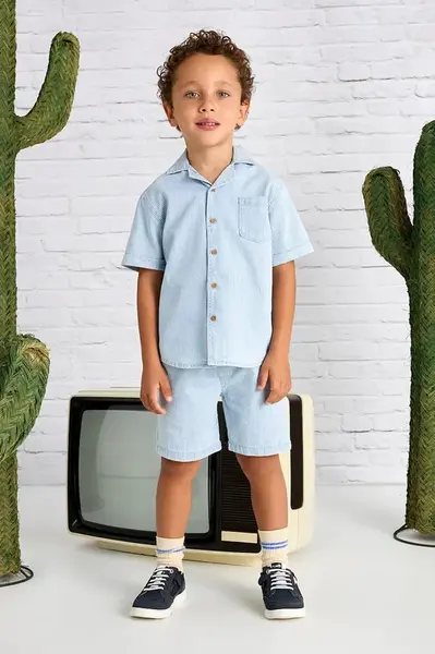 Dětské bavlněné šortky Mayoral denim comfort modrá barva, 3228
