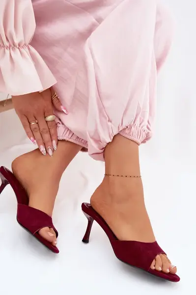 Boto Bordeaux pantofle na podpatku