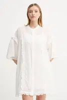 Šaty s příměsí hedvábí ISABELLE BLANCHE bílá barva, mini, oversize, IS25SS-A078-T018