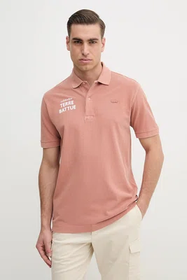 Bavlněné polo tričko Lacoste oranžová barva, s potiskem, PH0349