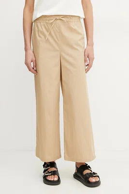 Bavlněné kalhoty Marella Emme by Marella dámské, béžová barva, široké, high waist, 2515131082200