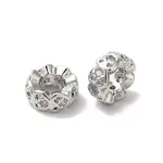 Brass Micro Pave Clear Cubic Zirconia Beads