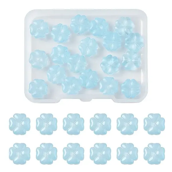 20Pcs Transparent Spray Painted Glass Beads