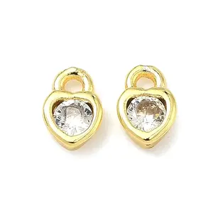 Brass Micro Pave Clear Cubic Zirconia Charms