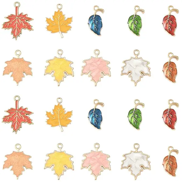 30Pcs 10 Styles Autumn Theme Zinc Alloy Pendants