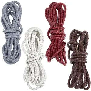 8M 4 Colors Round Braided Cowhide Cords