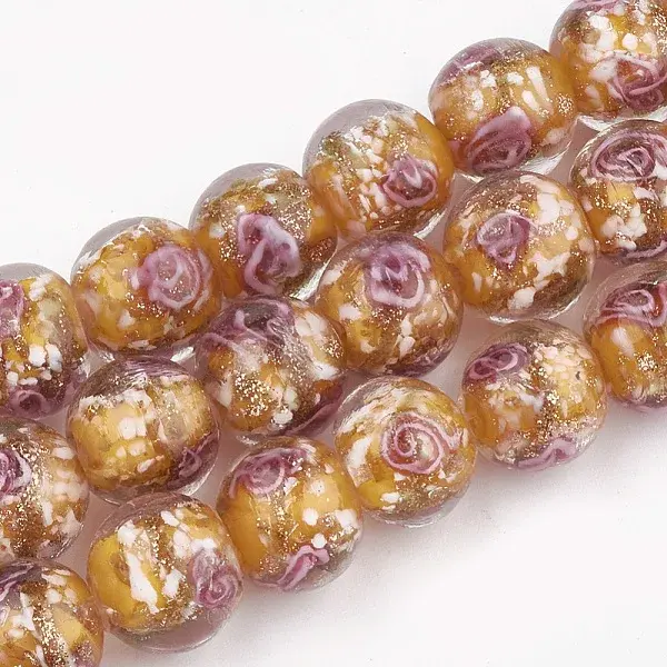 Handmade Gold Sand Lampwork Beads
