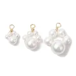 3Pcs 3 Sizes Copper Wire Wrapped Shell Pearl Beaded Pendants