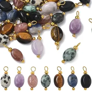 35Pcs 7 Style Natural Mixed Stone Pendants