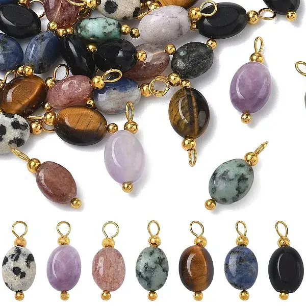 35Pcs 7 Style Natural Mixed Stone Pendants