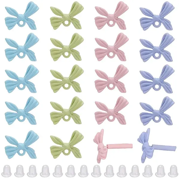 40Pcs Spray Painted Alloy Stud Earring Findings