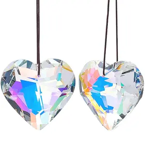 2Pcs Glass Heart Pendant Decorations