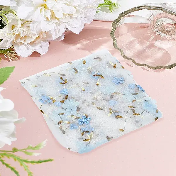 1Pc 3D Flower Milk Fiber Embroidery Fabric