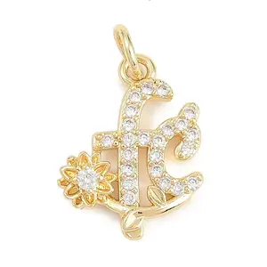 Brass Micro Pave Clear Cubic Zirconia Pendants