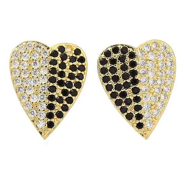 Brass Pave Cubic Zirconia Stud Earrings
