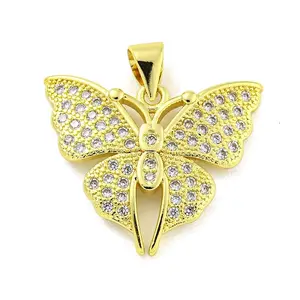 Brass Micro Pave Clear Cubic Zirconia Pendants