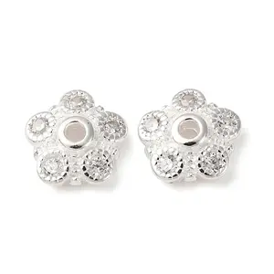 925 Sterling Silver Clear Cubic Zirconia Bead Caps