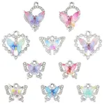 10Pcs 10 Styles Alloy with Rhinestone Pendants