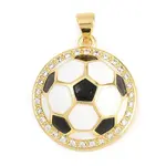 Football Brass Micro Pave Cubic Zirconia Pendants