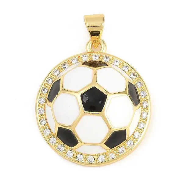 Football Brass Micro Pave Cubic Zirconia Pendants