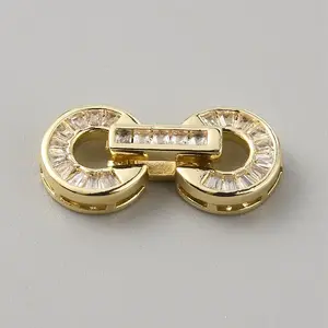 Brass Pave Clear Cubic Zirconia Fold Over Clasps