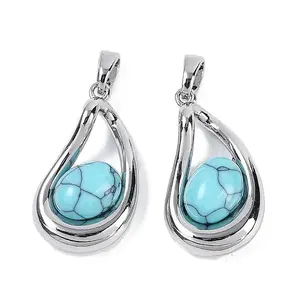 Synthetic Turquoise Teardrop Pendants