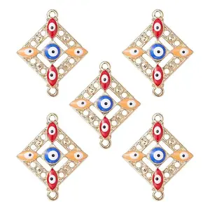 Alloy Enamel Connector Charms with Synthetic Turquoise